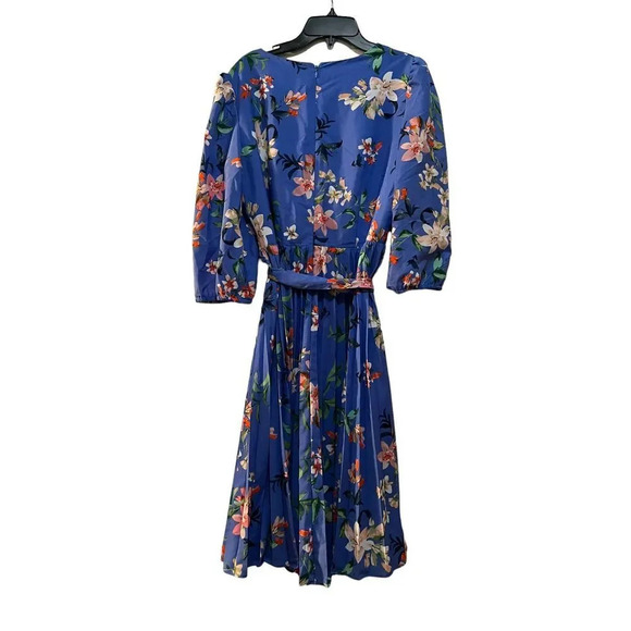 Eliza J Pleated Faux Wrap Dress In blue size 12p - Picture 7 of 9
